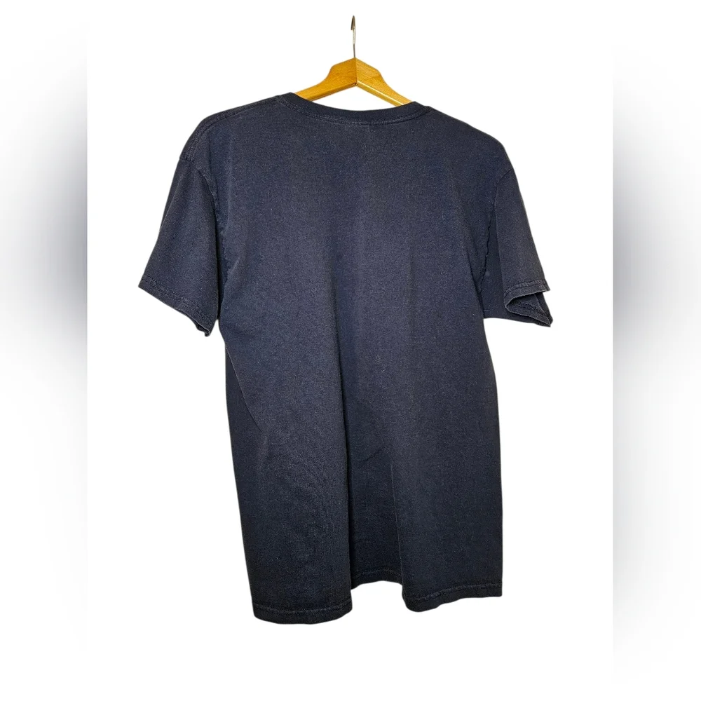 Used - Men's Large Gildan Dark Blue T-Shirt with Funny Text - Picture 4 of 5